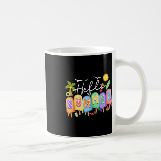 Hello Summer Vacation Ice Cream Popsicle Ice Lolly Coffee Mug (Right)