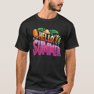 Hello Summer Vacation Ice Cream Popsicle Ice Lolly T-Shirt