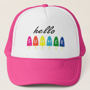 Hello Summer Vacation Ice Cream Popsicle Ice Lolly Trucker Hat