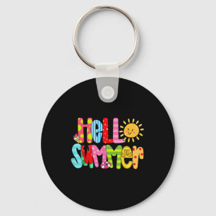 Hello Summer Vacation Ice Cream Popsicle Watermelo Keychain