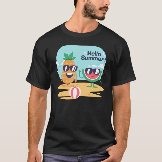 Hello Summer Vacation Ice Cream Sun Beach Men Kids T-Shirt (Front)