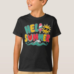 Hello Summer Vacation Popsicle Watermelon Kids T-Shirt