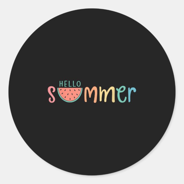 Hello Summer Vacation Watermelon Gift  Classic Round Sticker (Front)