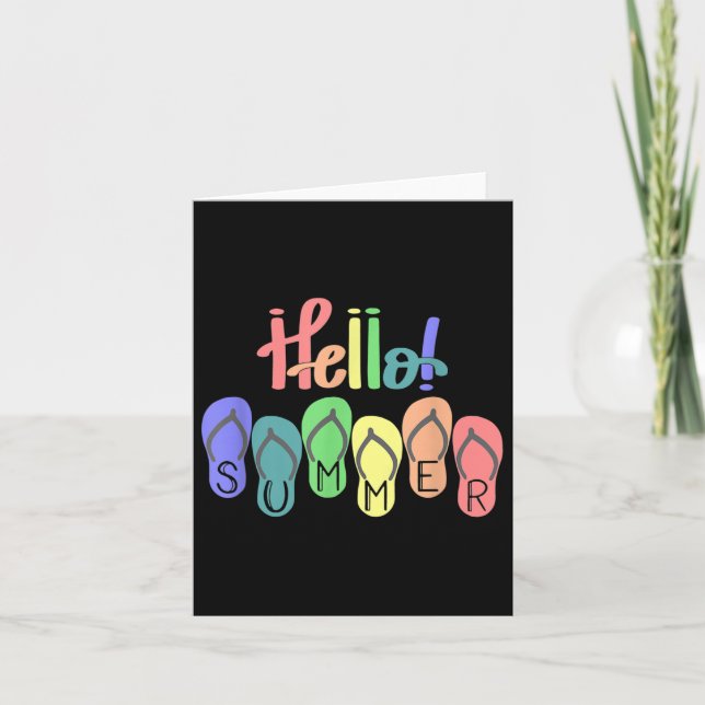 Hello Summer Vibes Beach Summertime Colourful Flip Card (Front)