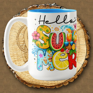 Hello summer vibes Two-Tone coffee mug