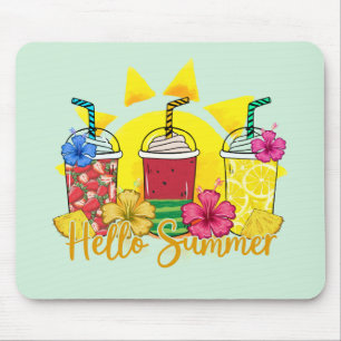 Hello Summer Vibrant Tropical Fruit Smoothie Mouse Pad