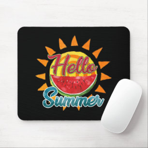 Hello Summer Watercolor Watermelon and Sun Mouse Pad