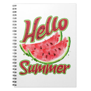 Hello Summer Watercolor Watermelon Design Notebook