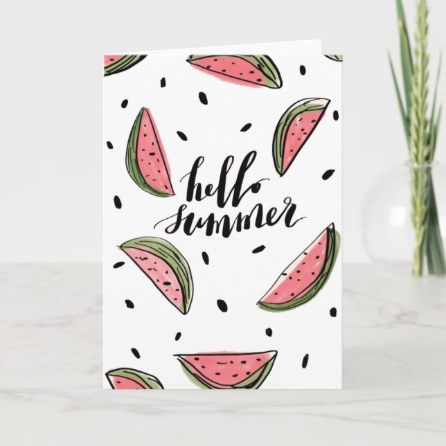Hello Summer Watermelon Blank Inside Card (Front)