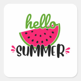 Hello Summer Watermelon Square Sticker