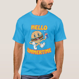 Hello Summertime Hamburger and Cola T-Shirt