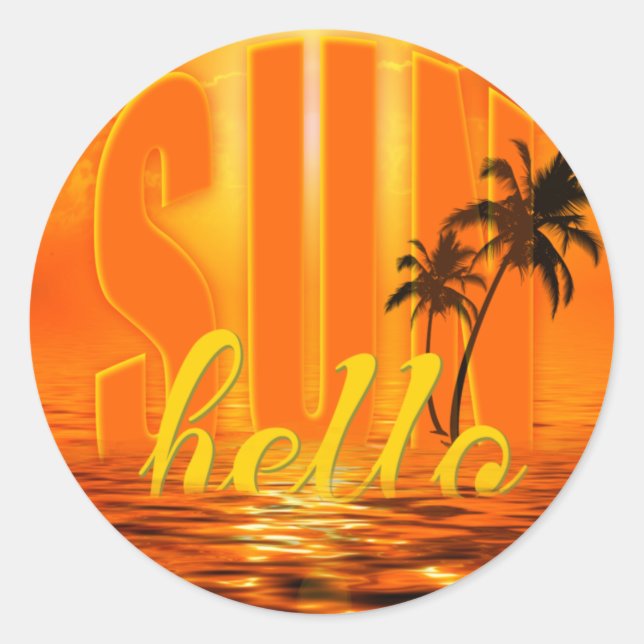 Hello Sun Travel Classic Round Sticker (Front)