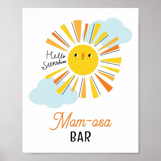 Hello Sunshine Baby Shower Mom-osa Bar Poster (Front)