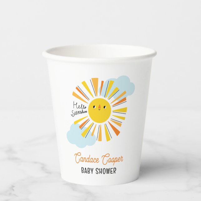 Hello Sunshine Baby Shower Paper Cups (Front)