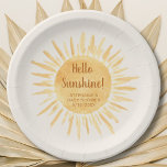 Hello Sunshine Boho Baby Shower Paper Plate<br><div class="desc">These Baby Shower Paper Plates are decorated with a watercolor sun and stylish typography on a cream background. Perfect for a gender-neutral baby shower. Easily customizable. Use the Design Tool to change the text size, style, or colour. Because we create our artwork you won't find this exact image from other...</div>