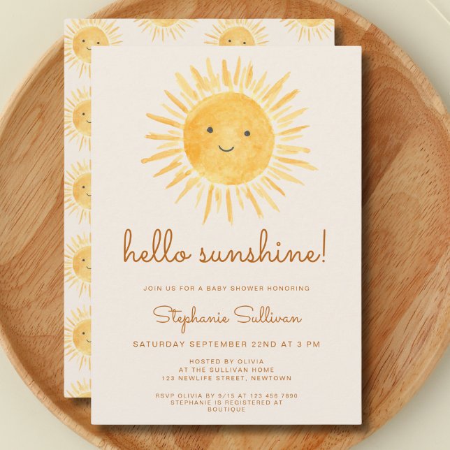 Hello Sunshine Boho Gender-Neutral Baby Shower Invitation (Creator Uploaded)