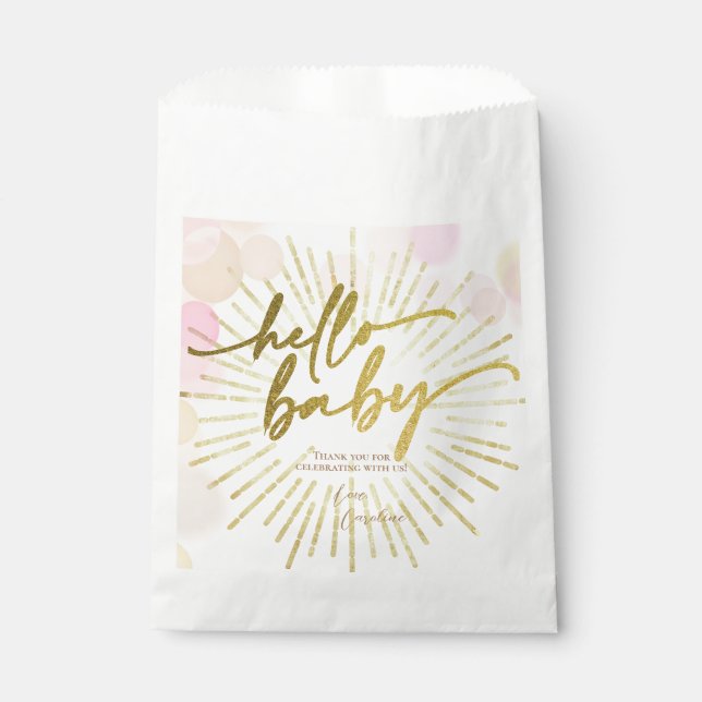Hello Sunshine Boho Modern Happy Baby Girl Shower Favour Bag (Front)