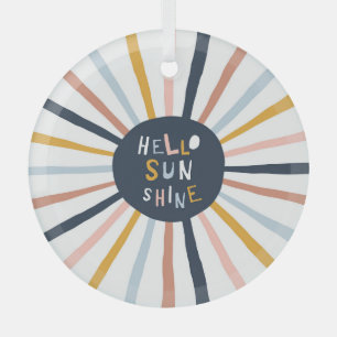 Hello Sunshine: Colourful Childish Typography Glass Ornament