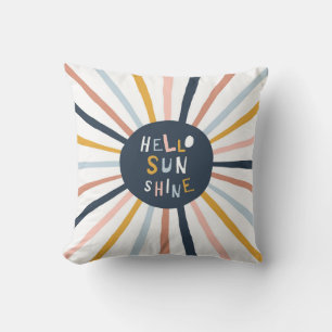 Hello Sunshine: Colourful Childish Typography Throw Pillow