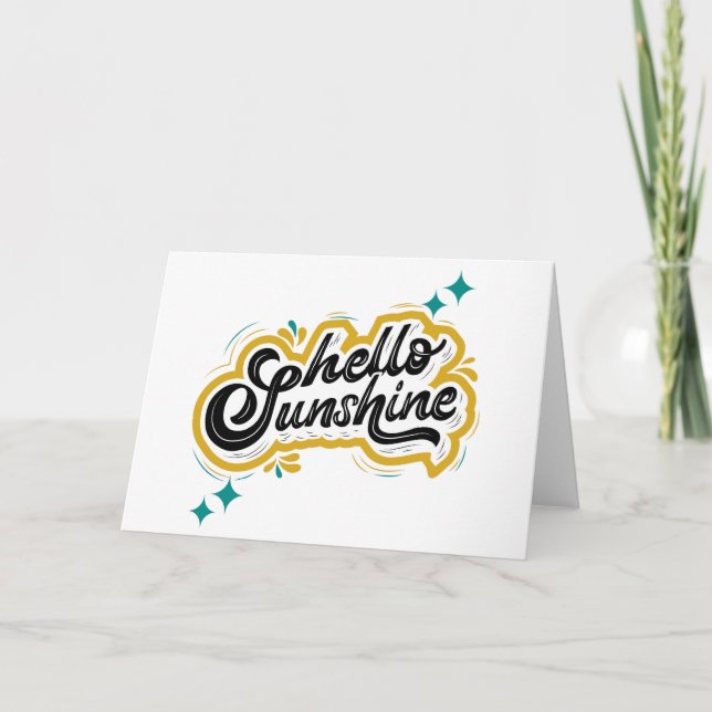 Hello Sunshine! Cute Yellow Quote Thank You Card (Front)
