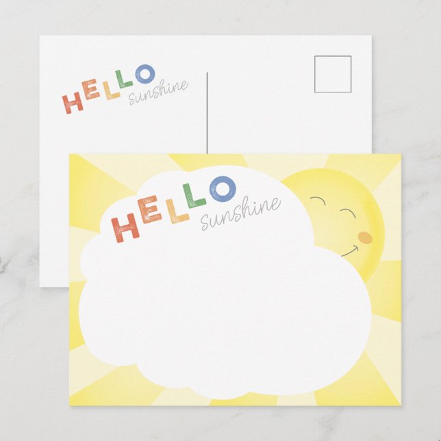 Hello Sunshine Illustrated Cheerful Postcard (Front/Back)