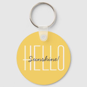 Hello Sunshine Modern Typography Quote Yellow Keychain