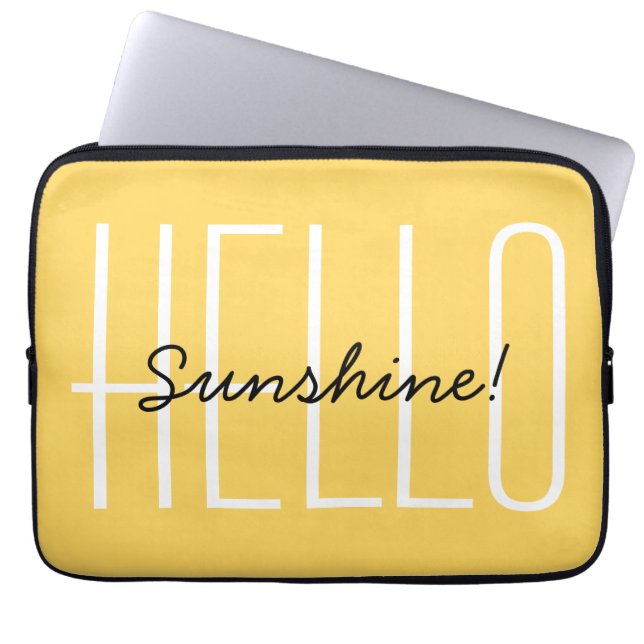 Hello Sunshine Modern Typography Yellow Laptop Sleeve (Front)