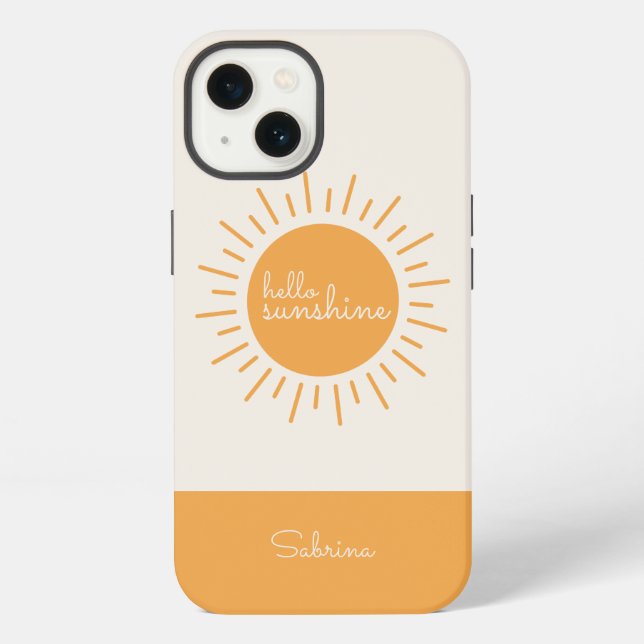 Hello Sunshine Personalized Yellow Boho iPhone Case (Back)