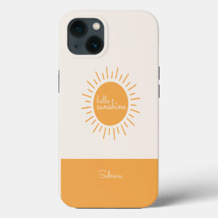 Hello Sunshine Personalized Yellow Boho iPhone 13 Case