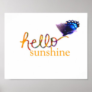 hello sunshine poster with butterfly photo art