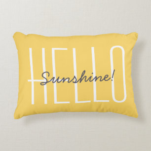 Hello Sunshine Quote Cheerful Decorative Yellow Accent Pillow