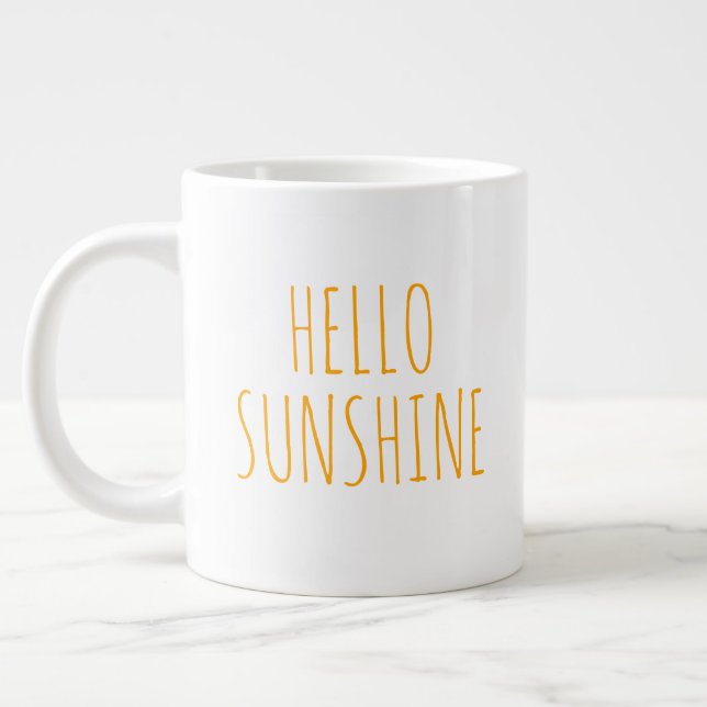 "Hello Sunshine" Simple Modern Farmhouse Large Coffee Mug (Left)