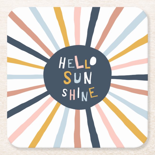 Hello Sunshine Square Paper Coaster (Front)
