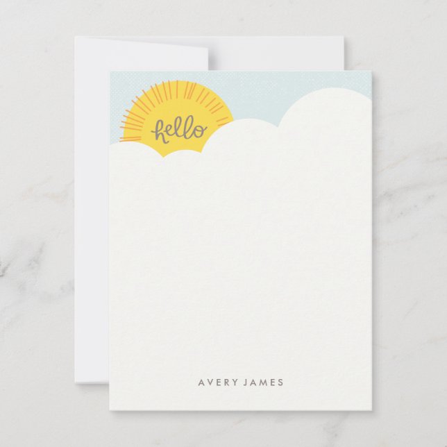 Hello Sunshine Stationery - Charcoal Card (Front)
