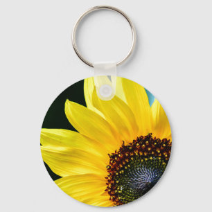 Hello Sunshine Sunflower Button Keychain