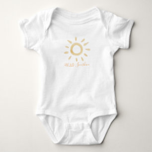 “Hello Sunshine” Watercolor Sun Baby Bodysuit