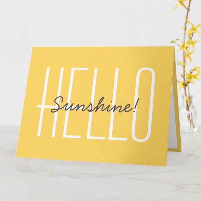 Hello Sunshine Yellow Cute Happy Typography Big Card (Yellow Flower)