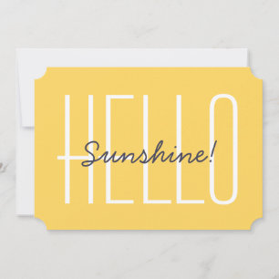 Hello Sunshine Yellow Happy Cute Typography Card