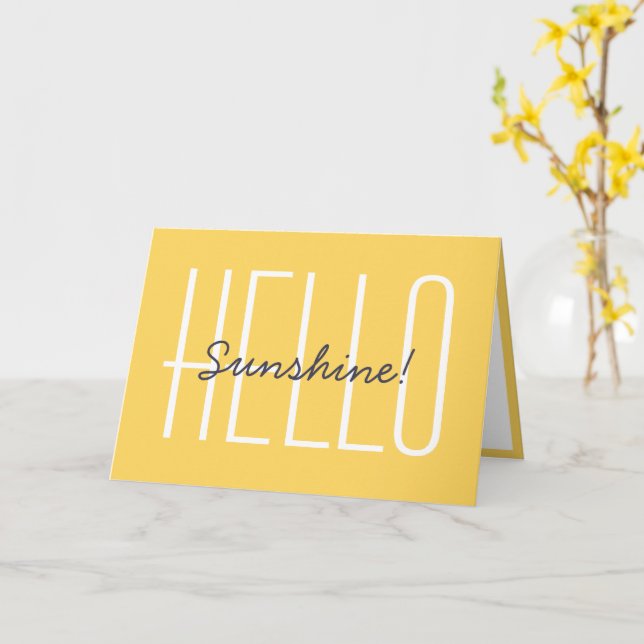 Hello Sunshine Yellow Typography Note Card (Yellow Flower)