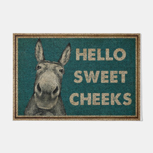 Hello Sweet Cheek, Lovely Donkey Personalized  Doormat