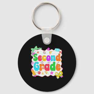 Hello Team Second Grade Back To School Shirt Schoo Keychain