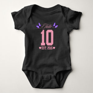 Hello Ten Digits Cute Coquette 10th Birthday Girl Baby Bodysuit
