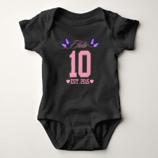 Hello Ten Digits Cute Coquette 10th Birthday Girl Baby Bodysuit