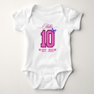 Hello Ten Digits Cute Coquette 10th Birthday Girl Baby Bodysuit