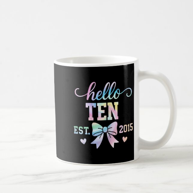 Hello Ten Est 2015 Coquette Bow 10th Birthday Girl Coffee Mug (Right)