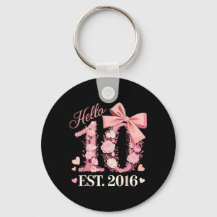 Hello Ten EST 2016 10th Birthday Coquette Bow 10 Keychain