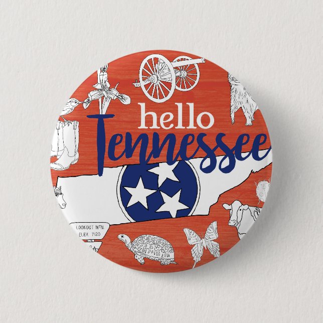 Hello Tennessee 2 Inch Round Button (Front)