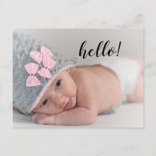 Hello Thank You Birth Announcement Postcard