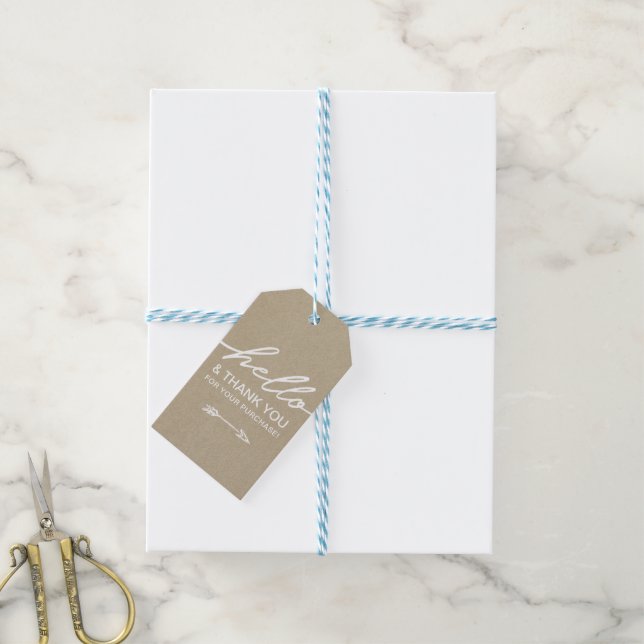 Hello Thank You Craft Handmade Business Hang Tag (With Twine)