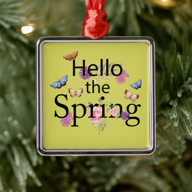 Hello The Spring Flower Metal Ornament (Tree)